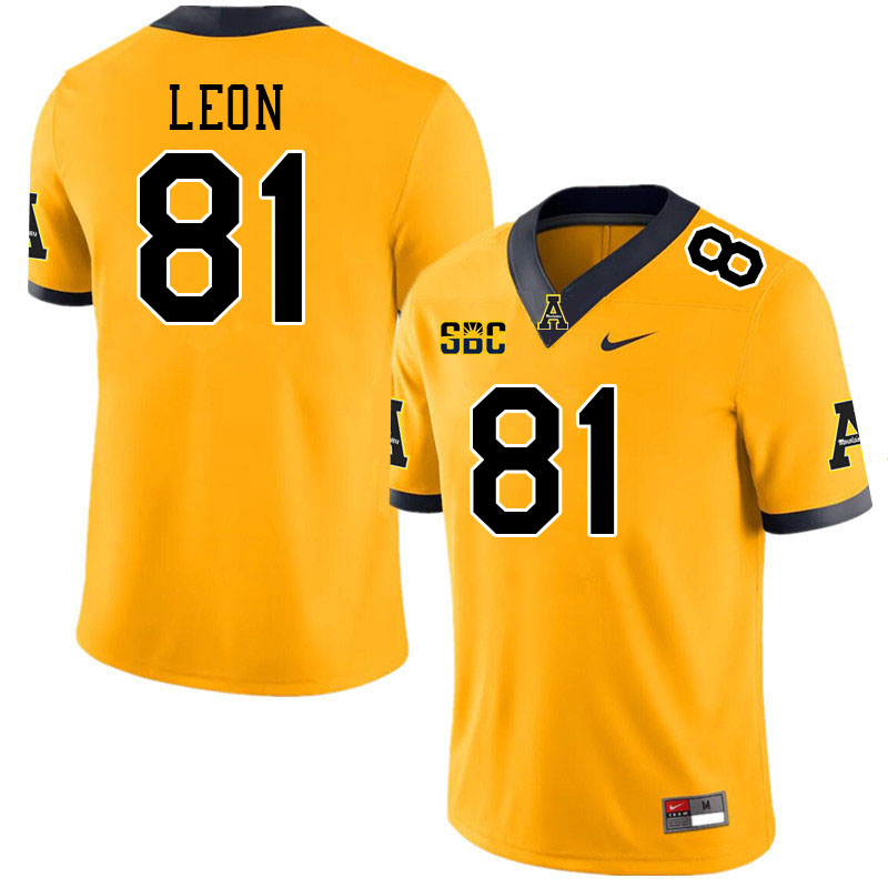 Men #81 Jose Leon Appalachian State Mountaineers College Football Jerseys Stitched-Gold